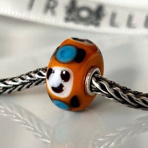 TROLLBEADS Orange Turquoise & Brown Old Opaque LAA 925S NEW!